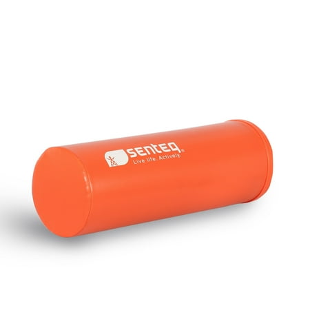 Leather Roller - SENTEQ Foam Roller for Therapy and Muscle Massage, High Density 18' Leather Covered with Strap Bag (Orange)