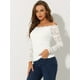 thumbnail image 4 of INSPIRE CHIC Blusa de manga larga transparente con hombros descubiertos y encaje floral para mujer blanco XS, 4 of 4