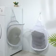 thumbnail image 2 of Cesta colgante gris para la ropa sucia, cesta de malla plegable, cesta de tela sucia con asa de transporte, cestas de malla para puerta, cesta de tela maga, 2 of 5
