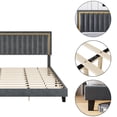 thumbnail image 3 of Soonbuy Full/Queen/King Platform Bed Frame, Adjustable Height Headboard Velvet, Dark Gray, 3 of 6