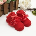 thumbnail image 5 of 1PC Infant Newborn Toddler Baby Girls Sock Children Princess Bowknot Lace Flowers Short Socks Cotton Ruffle Frilly Trim Ankle Socks, 5 of 8