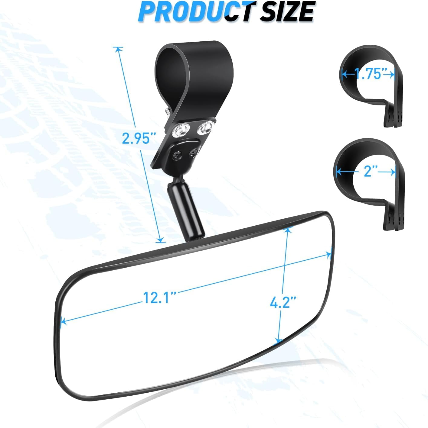 Nilight UTV Rear View Mirror 12inch Wide Clear Convex Center Mirror with 1.75" to 2" Clamps Adjustable 360 Degree for Polaris Rzr Pro XP R Pioneer 1000 Can Am Maverick X3 Kawasaki, 2 Years Warranty