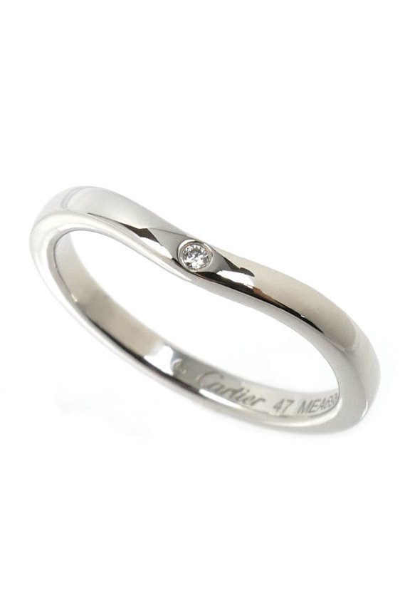 Pre-Owned CARTIER Pt950 Platinum Ballerina Curve Wedding Ring with 3 Diamonds (B4092947) -...