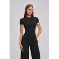 thumbnail image 5 of PISONIC Womens Two Piece Workout Sets Slim Fit Short Sleeve Shirt Straight Leg Yoga Pants Yoga Outfits Matching Gym Set, 5 of 6