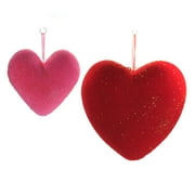 Valentine's Day Hanging Flocked Hearts Set / 2 Decoration Love Decorate Wh0109r