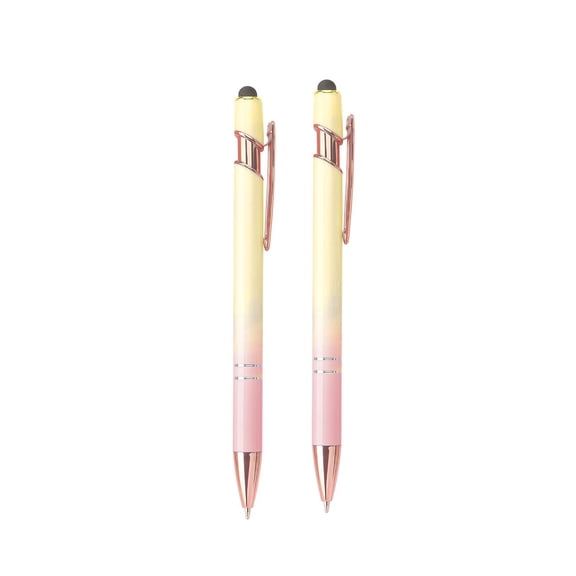 HuiXinOu 2 Pack 2-in-1 Retractable Stylus Ballpoint Pen 0.07 Oz Ink Touchscreen Compatible Writing Instrument for Office School and Daily Use
