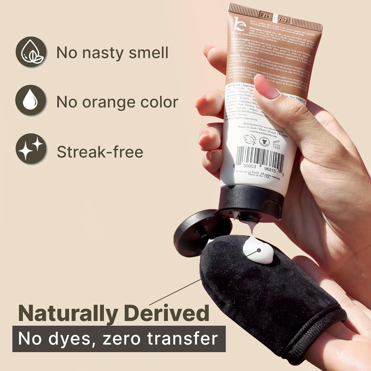 Beauty by Earth Self Tanner for Face with Organic & Natural Ingredients, Sunless Fake Tanning Lotion Medium to Dark
