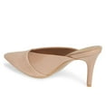 thumbnail image 3 of YDN Women's Pointy Closed Toe Stiletto High Heel Clogs Mules Slip On Bi-Material Sandals Party Shopping Shoes Size 4 Nude, 3 of 4
