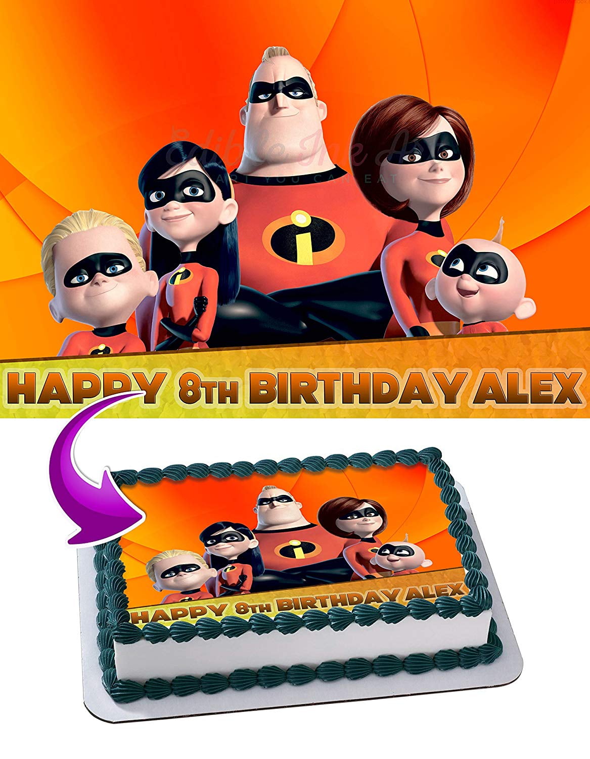 The Incredibles Edible Cake Topper 11.7 x 17.5 Inches 1/2 Sheet