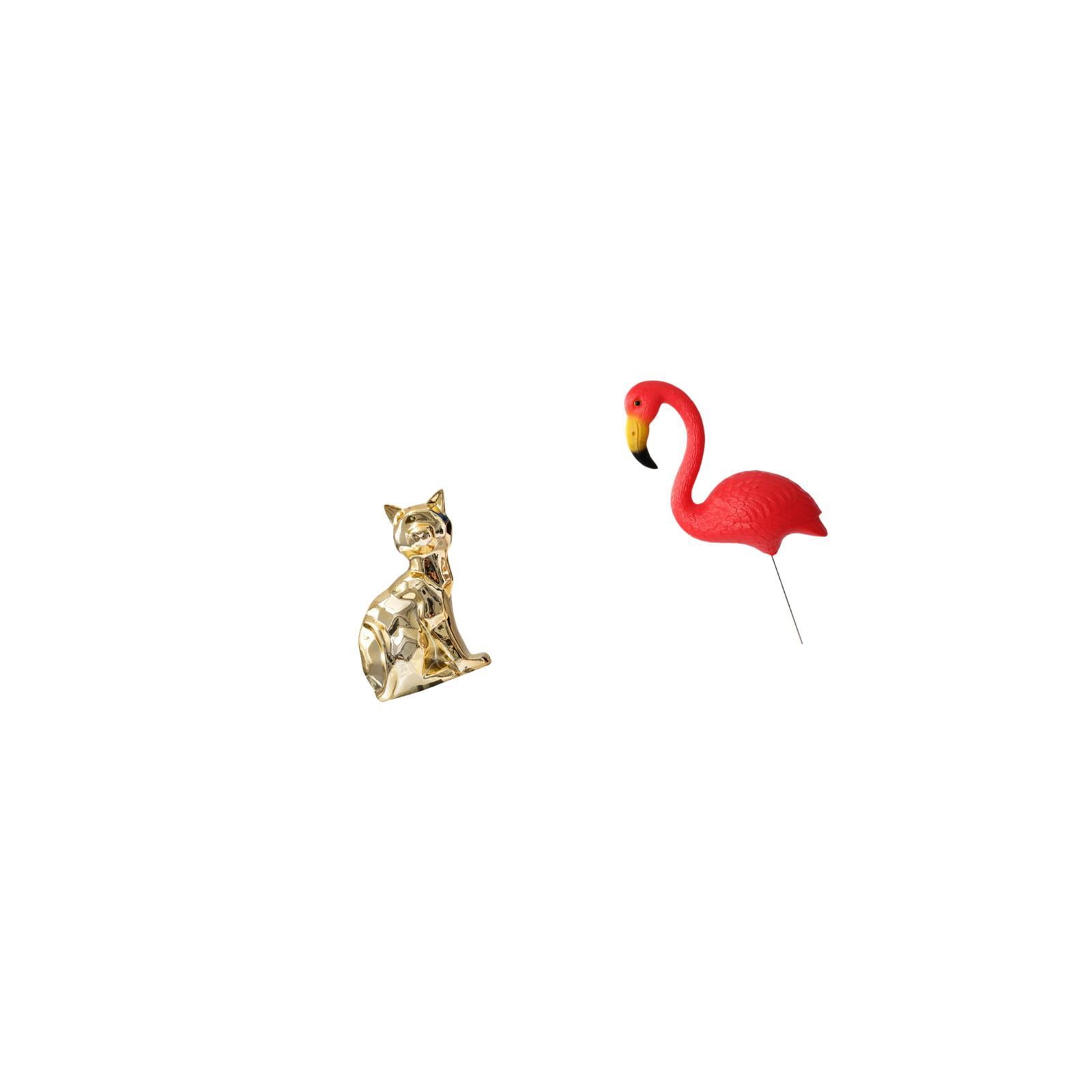 Dualoai Cat Bird Statue Decorative Figurine Animal Sculpture Art Craft Ornament for Fireplace Yard Ornament Backyard Fairy Garden Accessories Flamingo Garden Stake Sculpture for Holiday Spring