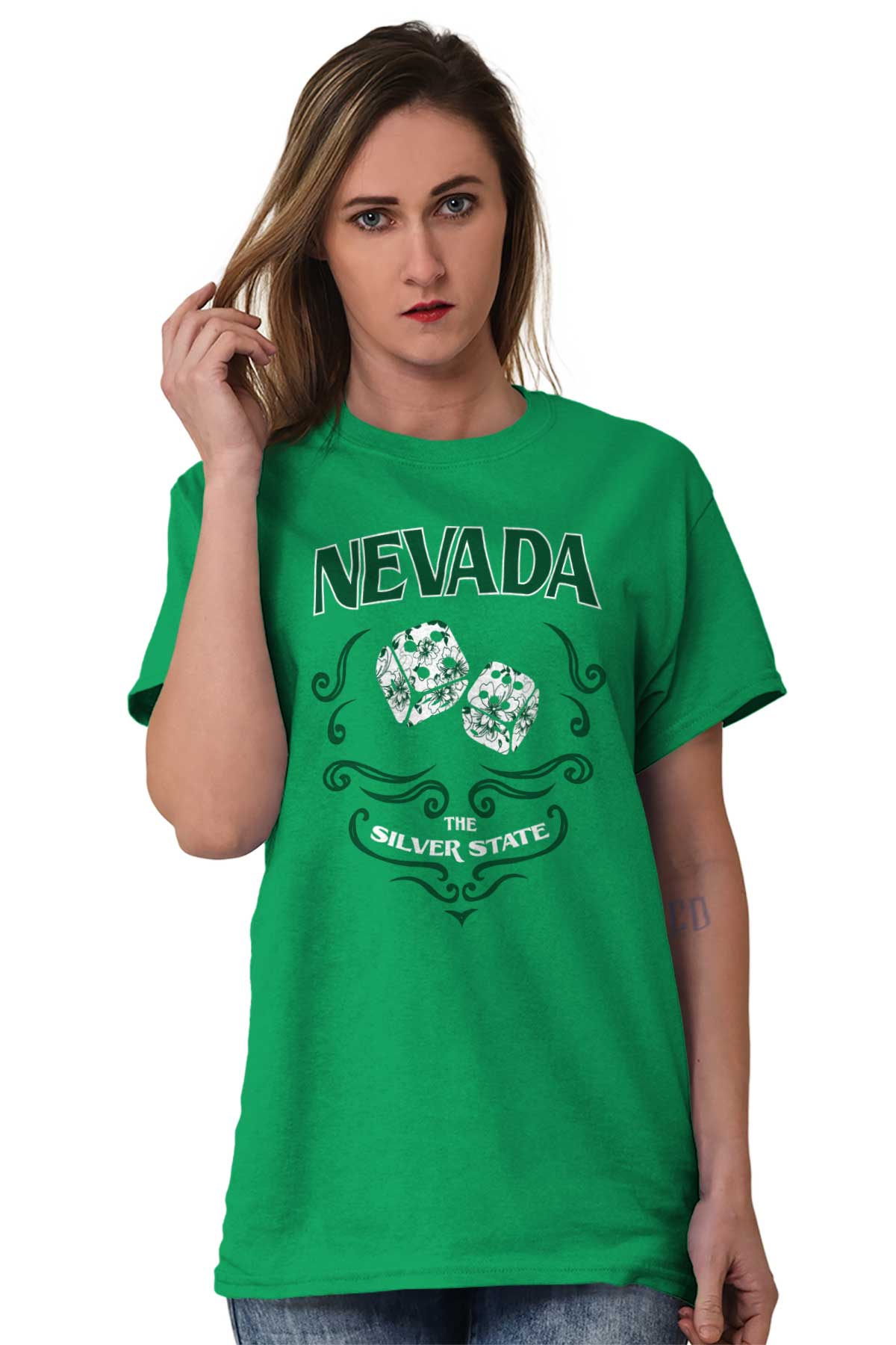 Cute Nevada Lucky Dice Floral NV Women's Graphic T Shirt Tees Brisco Brands 3X - image 3 of 6
