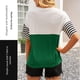 thumbnail image 3 of Camiseta de mujer Bloque de color a rayas Manga corta Cuello redondo Top suelto, Verde, L Yuarrent AP001245-07, 3 of 7