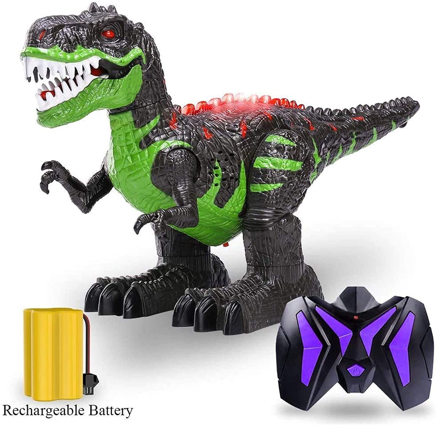 Electronic RC Toys Educational Walking Tyrannosaurus Rex with Lights and Sounds Powered by Rechargeable Battery TEMI 8 Channels 2.4G Remote Control Dinosaur for Kids Boys Girls 360° Rotation Stunt 