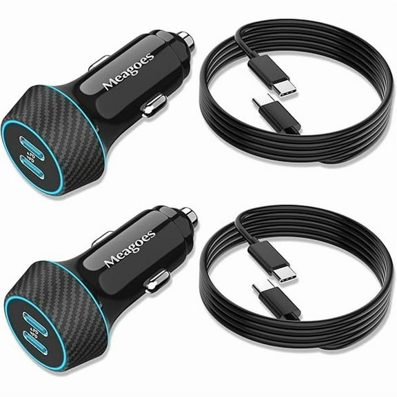 2 Pack 40W USB C Car Charger Fast Charging for iPhone 16 Pro Max/Plus/15, Samsung Galaxy S25 Ultra/S24/S23 fe/A55/A54, Pixel 9 Dual 20W PD Port Cigarette Lighter Adapter with 3.3FT Type C Cord