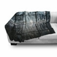 thumbnail image 3 of Modern Soft Flannel Fleece Throw Blanket, Modern New York City Scenery at Night with Skyscrapers Buildings Print, Cozy Plush for Indoor and Outdoor Use, 50" x 70", Black and Dark Blue, by Ambesonne, 3 of 6