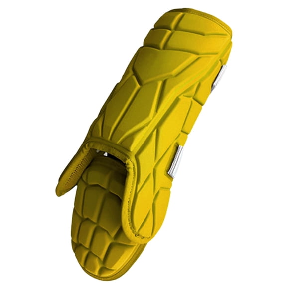 Protector de piernas ajustable y versátil para béisbol y sóftbol. Amarillo