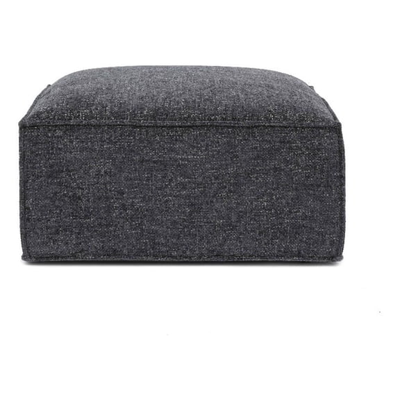 Pemberly Row Contemporary Charcoal Chenille Basketweave Ottoman