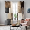 thumbnail image 5 of Black Brown Abstract Kitchen Curtains 84 Inch Length, Oil Painting Color Blocks Grommet Top Bedroom Living Room Curtains, Light Filtering Cafe Curtain Drapes 2 Panels Set 84''x84'', 5 of 9
