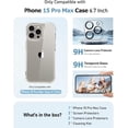 thumbnail image 2 of Case Compatible with iPhone 15 Pro Max Ultra Clear, 2Pcs Screen Protector + 2Pcs Camera Protector, Women Cute [Military-Grade Protective] [Anti-Yellowing] Slim Cover 6.7" 2023 (Transparent), 2 of 12