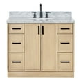 thumbnail image 2 of Ariel Kelly 43 Inch Single Oval Sink Bathroom Vanity With Italian Carrara Marble Countertop 1.5 Inch Edge In Oak, 2 of 12