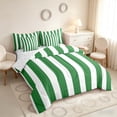 thumbnail image 2 of Manfei Classic Stripe King Bedding,Modern Geometric King Bed in a Bag, Green White, Reversible 7pcs, 2 of 6