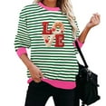 thumbnail image 5 of ICHUANYI Womens Striped Heart Print Oversized Sweatshirt Color Block Crew Neck Long Sleeve Casual Loose Pullover Top Sweatshirts, 5 of 6