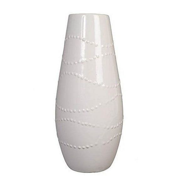 Hosley 12 Pouces de Haut Blanc Texturé Vase en Céramique Cadeau Idéal pour les Mariages Fête Maison Paramètres de Spa Reiki O3