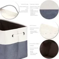 thumbnail image 3 of 3-Pack Large Storage Basket Set  Trunk Organizer  Clothes Toys Bin  15 x 10 x 10 Inches  Big Rectangular Canvas Fabric Collapsible, 3 of 4