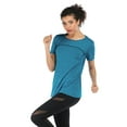 thumbnail image 3 of Short Sleeve Round Neck Criss Cross Back Athletic Yoga Shirt workout tops for women, 3 of 6