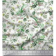 thumbnail image 1 of Soimoi White Rayon Fabric Leaves,Berries & Clematis Floral Print Sewing Fabric Yard 42 Inch Wide, 1 of 1