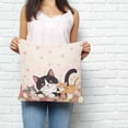 thumbnail image 3 of Throw Pillow Covers 20x20 Inch, Japanese Cute Cats Decorative Pillow Cases for Couch Sofa Bed, Pink Tulip Heart Botanical Pastoral Cotton Linen Square Home Decor Pillowcases with Hidden Zipper, 3 of 7
