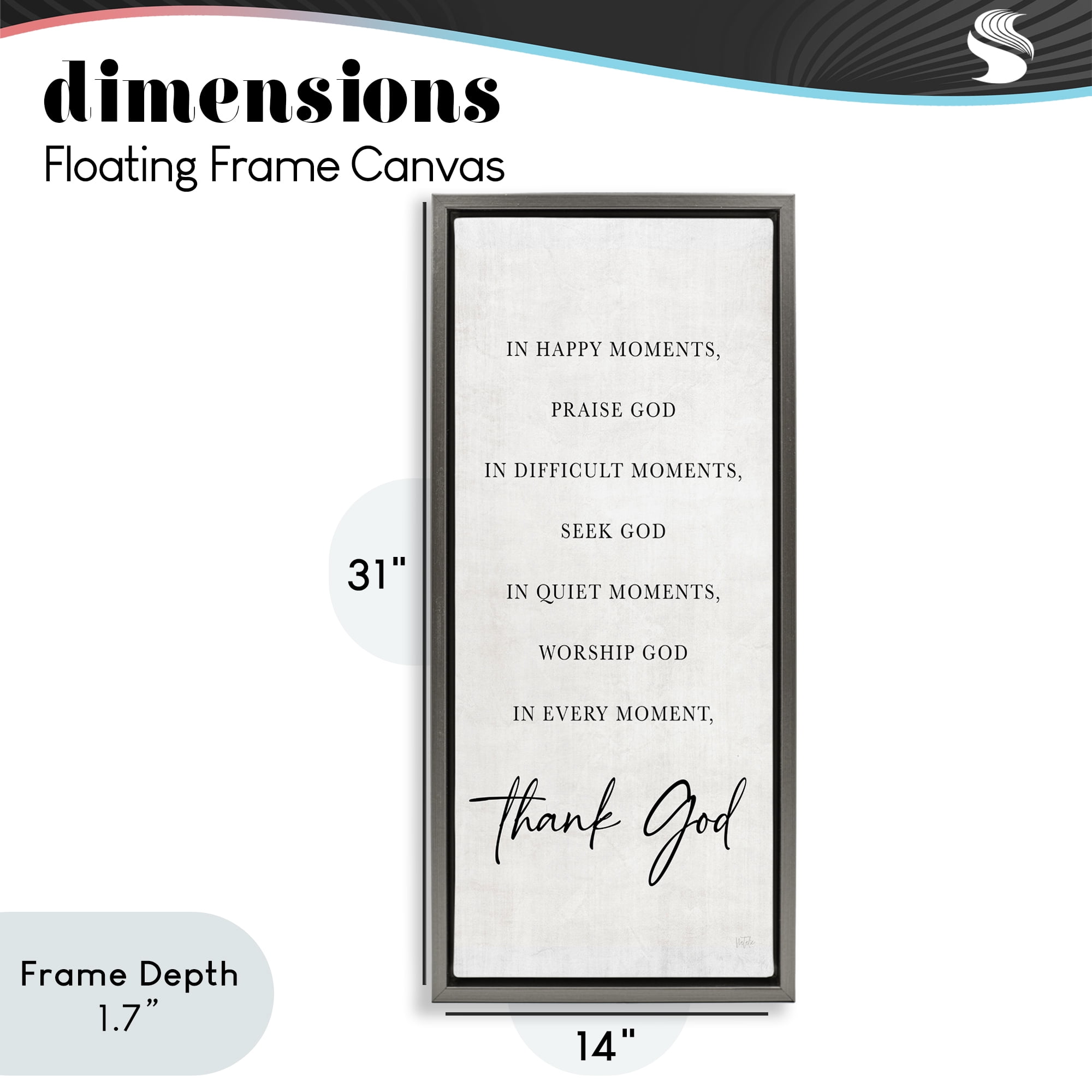 Stupell Industries Every Moment Thank God Gray Framed Floater Canvas Wall Art, design by Natalie Carpentieri