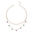 thumbnail image 2 of HOARBOEG Necklace for Women Girlfriend As Gifts Jewelry Golden Geometric Disc Tassel Color Rhinestone Pendant Two-In-One Chain, 2 of 8
