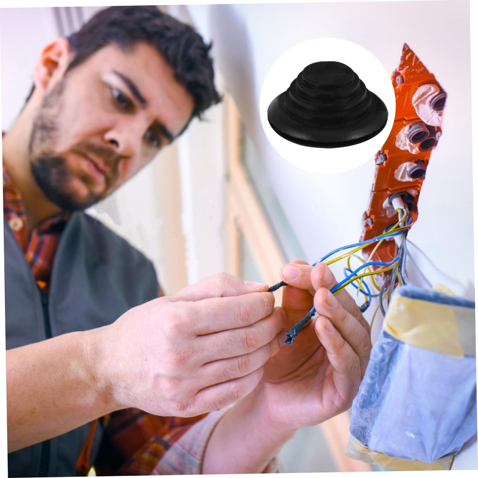 1set Guard Coil Cable Hole Cover Drill Hole Wire Grommets Wire Protection Gasket Table Wire Hole Cable Management Grommet Refillable Caulk Tube Gasket Kit Wires Rubber 10pcs