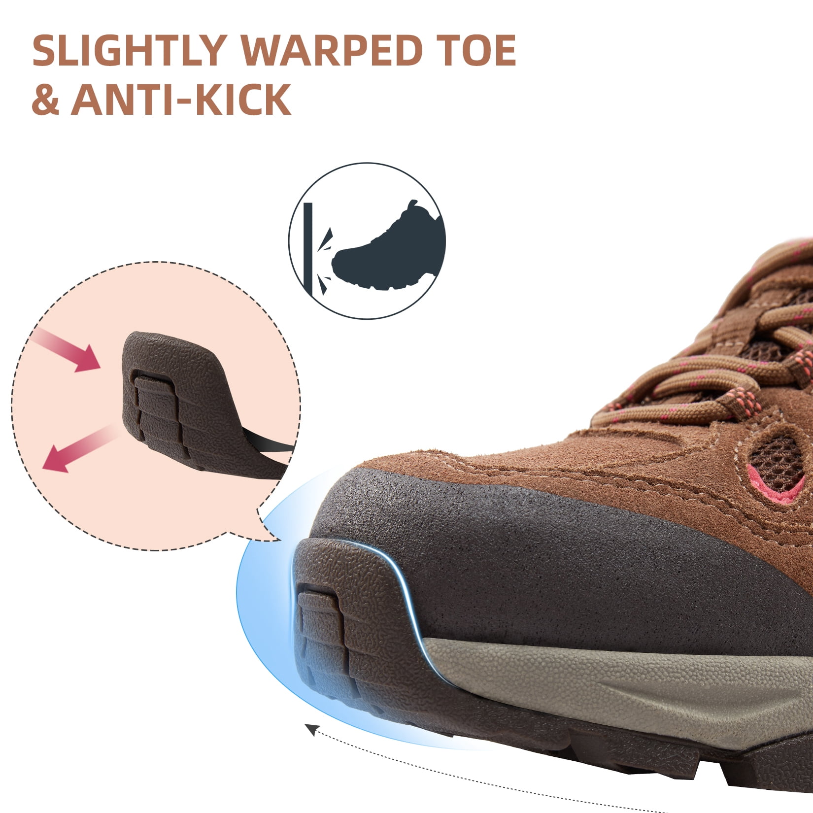 CAMEL CROWN Women's Hiking Shoes Outdoor Leather Breathable Lightweight Sneaker for Women Low Cut for Walking Trekking