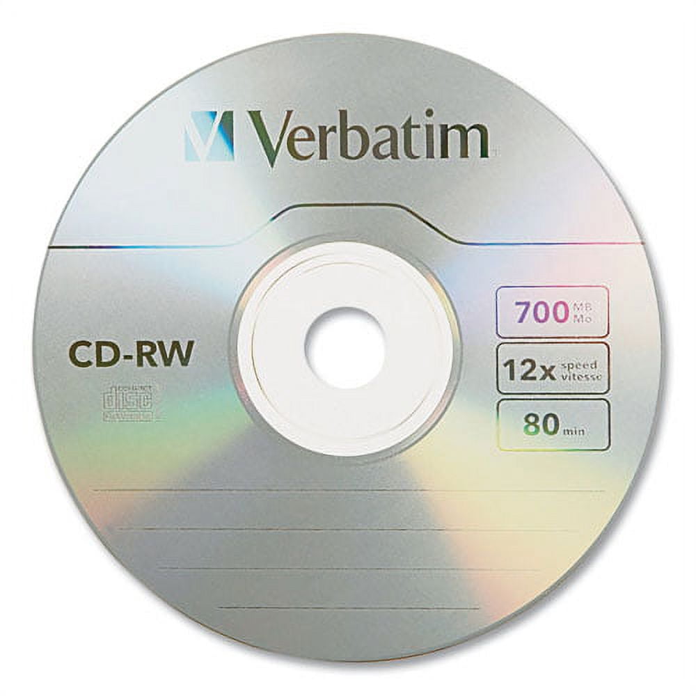 Cd-Rw Rewritable Disc, 700 Mb/80 Min, 12x, Spindle, Silver, 25/pack | Bundle of 10 Packs