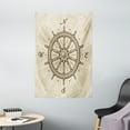thumbnail image 1 of Ships Wheel Tapestry, Retro Ship Wheel Antique Sailboat Navigation Tool Monochromic Nostalgic Print, Wall Hanging for Bedroom Living Room Dorm Decor, 40W X 60L Inches, Beige Brown, by Ambesonne, 1 of 2