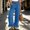 Blue, variant on Woman Fashion Ruffle Hem Pant Summer Elastic Waisted Straight Wide Leg Button Ruffle Harem Palazzo Pant with Pockets(Army Green,M)