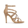 thumbnail image 3 of BLISSFUL STEP Women's Shoes Strappy Lace Up Open Toe Stiletto High Heel Dress Sandals  Nude 6, 3 of 7