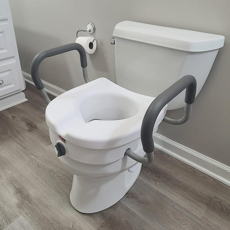 REAQER Raised Toilet Seat with Removable Handles, 5.9 Elevated Toilet Seat  Riser Medical Supplies & Equipment for Handicap, Elderly, Hip Replacement