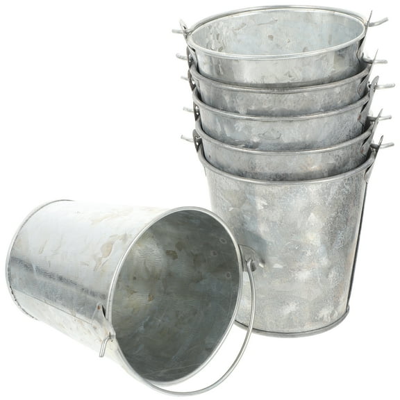 6 Pcs Small Tin Bucket Flowerpot Garden Planter Decor Vintage Drum for Plants Indoor Office