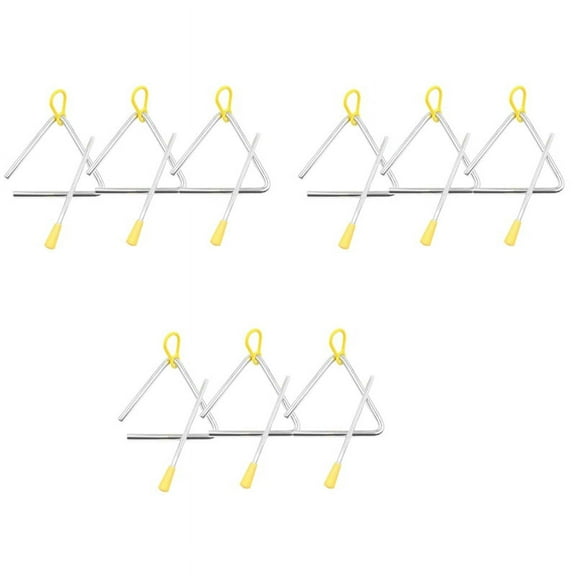 Music Triangle Instrument Set, Hand Percussion Triangle Children Musical Instrument with 9 Pack Triangle 4 Inch