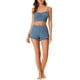 thumbnail image 2 of Conjunto de pijama INSPIRE CHIC para mujer, camiseta de tirantes ajustada de punto con pantalones cortos, 2 piezas, ropa de casa, XS, azul, 2 of 5