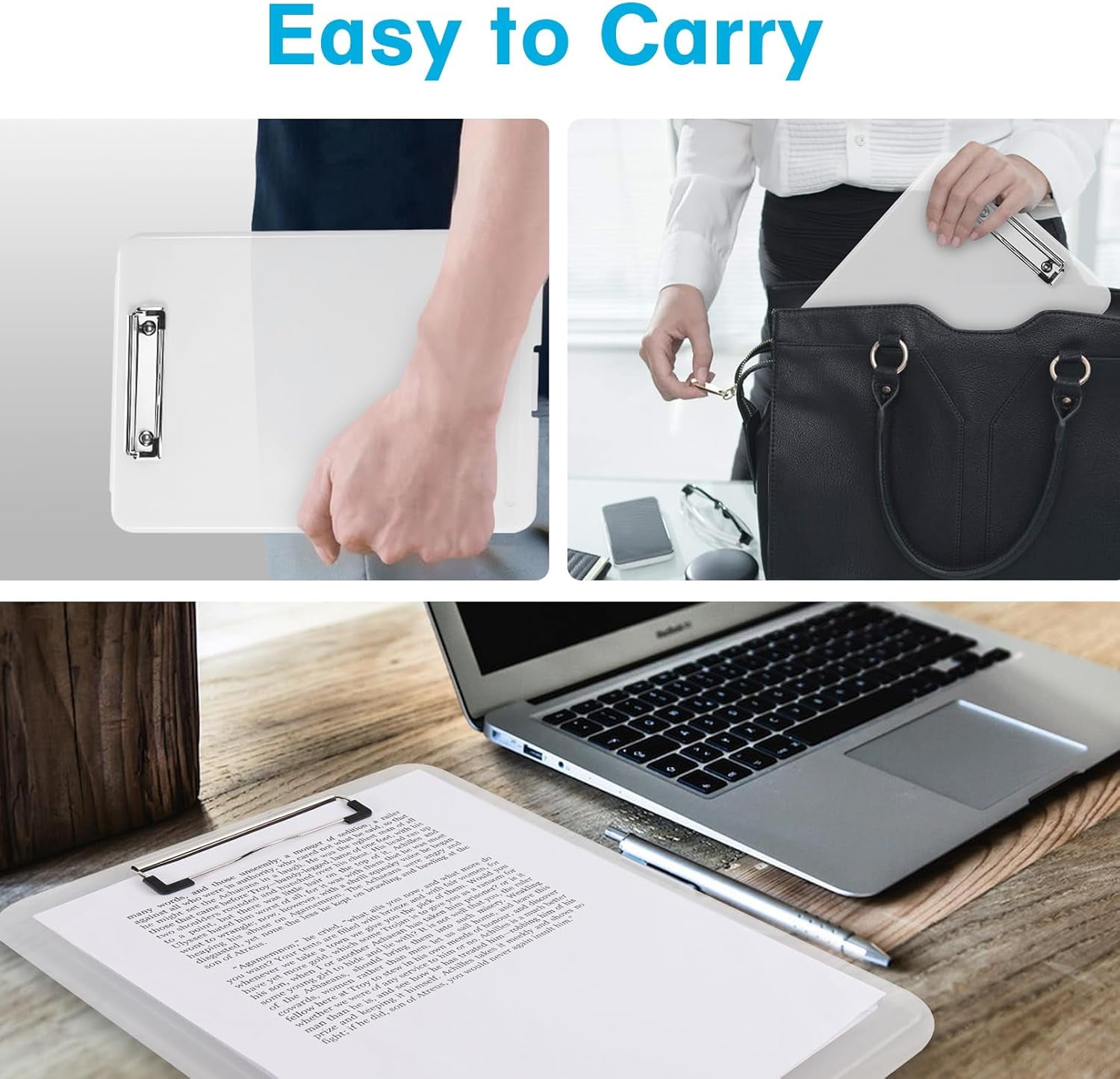 6Pcs High Capacity Nursing Clipboard with Storage, Heavy Duty Plastic, Low Profile Clip for Office School Nurse, 9.4 x 13.4 x 0.9 in (Clear, A4)