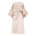 thumbnail image 4 of Mceream Robe Maxi en Satin à Manches Chauve-Souris pour Femmes Col Rond Taille Froncée Mariage Cocktail Soirée Formelle Grande Taille Rose TP, 4 of 8