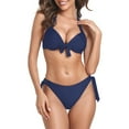 thumbnail image 2 of RELLECIGA Women's 2 Piece Bikini Sets Sexy Halter Knot Underwire Push Up Bikinis Navy Blue Two Piece Swimsuits Set Bathing Suit, 2 of 6