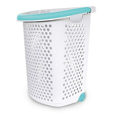 Clothes Hamper With Wheels 2.0-Bu. Rolling Hamper in White (1, White), Hole pattern on all sides for superior ventilation Pop-up handle Built-in wheels for easy mobility By Home Logic From USA ()