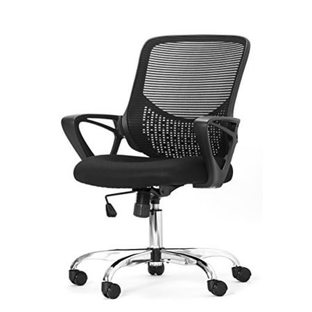 Office Factor Ergonomic Black Mesh Desk Chair Lumbar Support Fixed