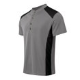 thumbnail image 4 of MIXUE Shirts For Men Summer Color Block Print Round Neck Button Down Short Sleeve Slim Fit Casual Pullover Tops T-shirts Streetwear,Gray,L, 4 of 5
