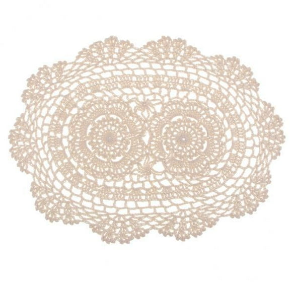 2xOval Beige Crochet Encaje Wandteppich de Manteles Individuales Cup Mat Decoraciones perfecl Tapete de encaje Tapete de encaje